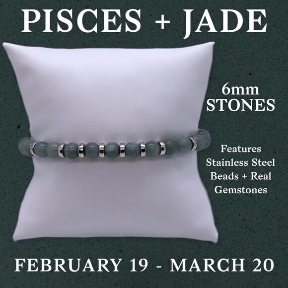 NWT Wool + Pepper Co. Pisces + Jade Bracelet - zodiac x gemstone collection - Picture 5 of 9